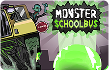 Image of the Monster School Bus title slide with the bus and main character.