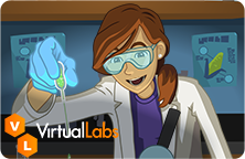 Image of Virtual Labs title with the lab assistant character. 